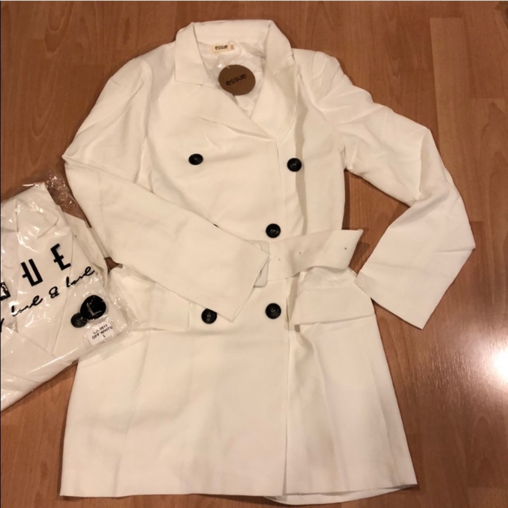 Belted White Mini Blazer Dress